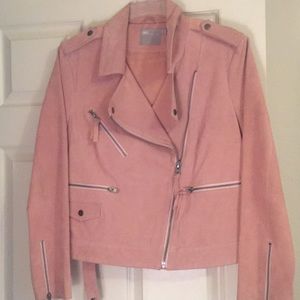 Pink Suede Moto Jacket